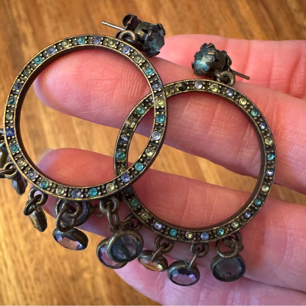 Dangling circular costume jewelry pierced earrings